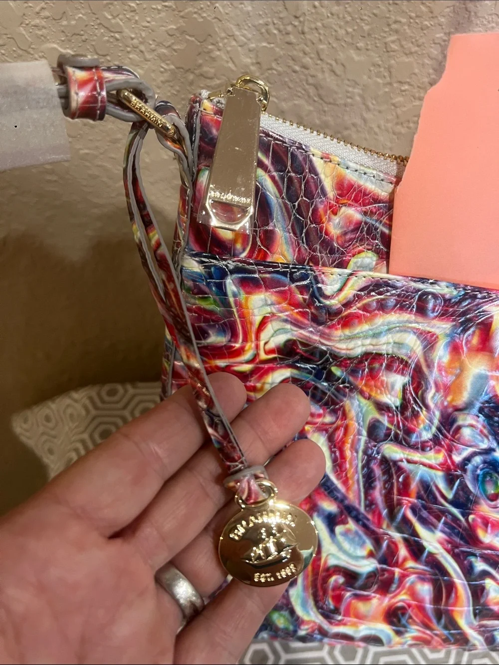 Brahmin Multicolor KATIE. Disco Melbourne. Genuine leather crossbody gold